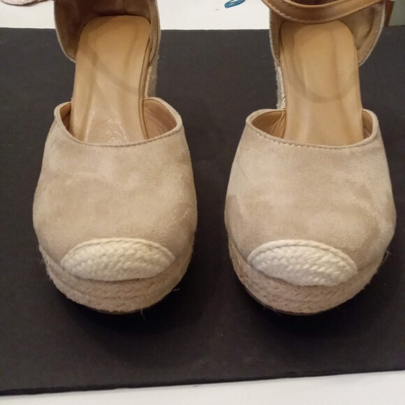 Mary Jane Espadrilles Wedges Heels Sandals EST size 8 Womens Beige Casual Shoes - Picture 3 of 10
